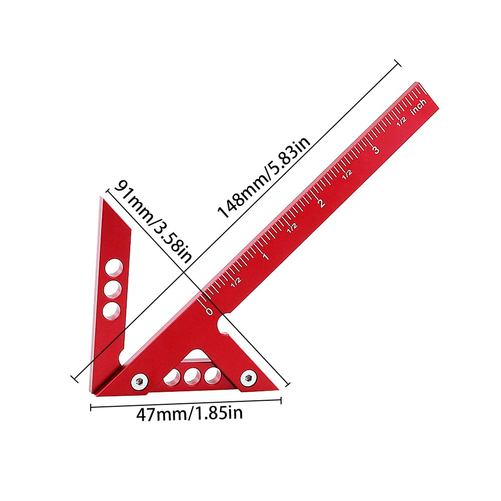 Aluminum Center Scribe 45/90 Degree Right Angle Line Gauge Carpenter Ruler Metric/Inch Measuring Tool, Woodworking Line Caliber