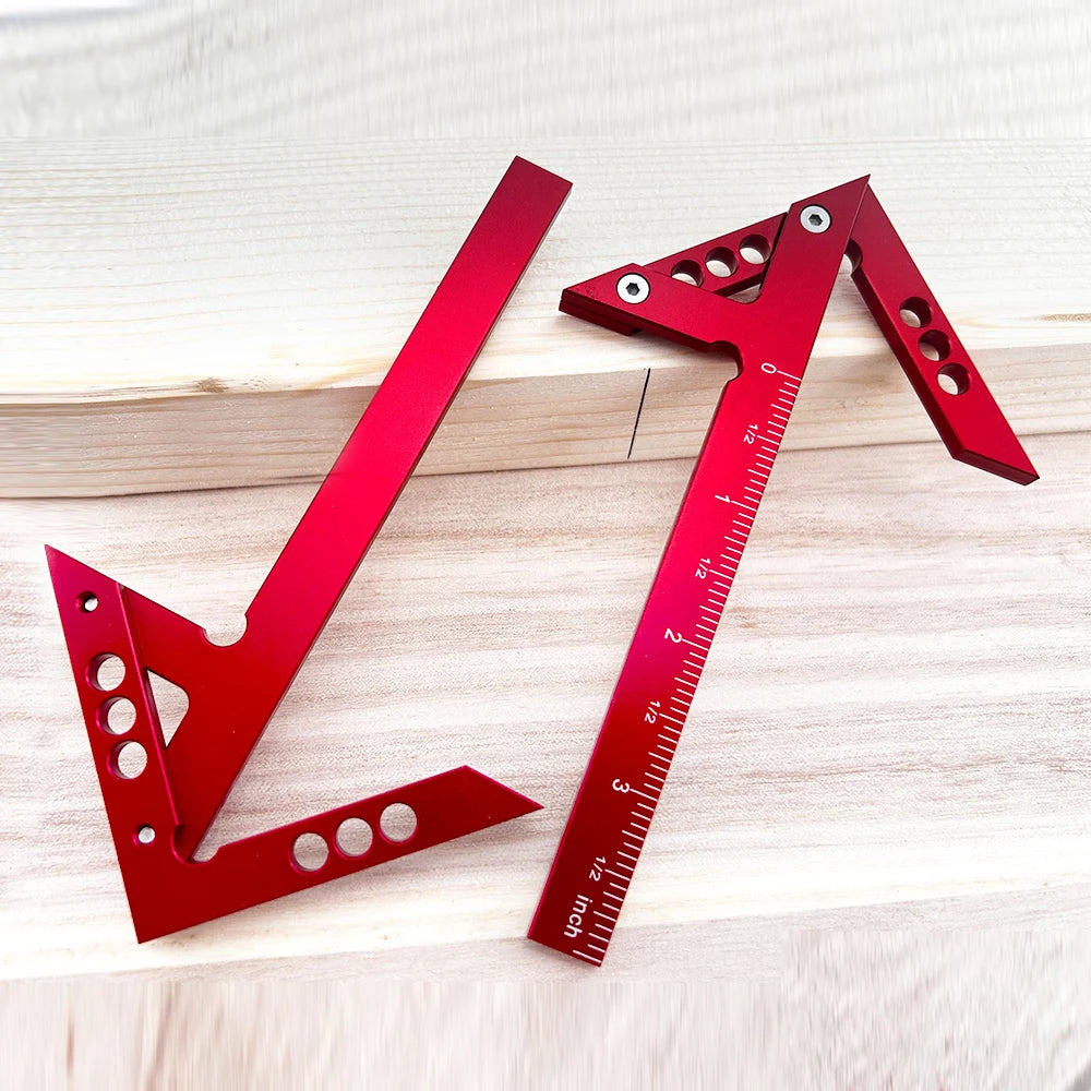 Aluminum Center Scribe 45/90 Degree Right Angle Line Gauge Carpenter Ruler Metric/Inch Measuring Tool, Woodworking Line Caliber