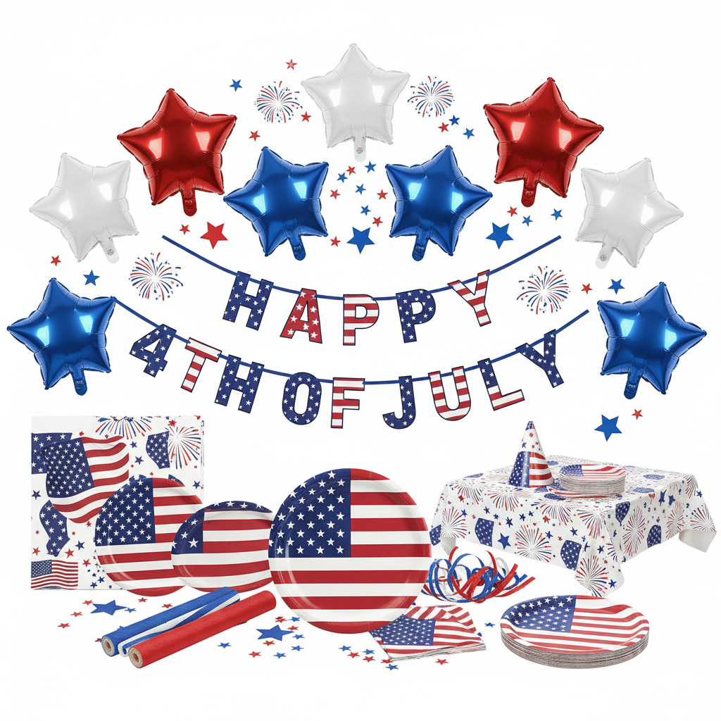 Fourth of July Party Supplies & Decorations Kit – Complete Patriotic Party Set