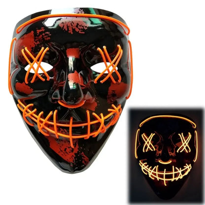 LED Purge Mask: Halloween Costume DJ Party Light Up Glow-in-the-Dark Masks (10 Colors)