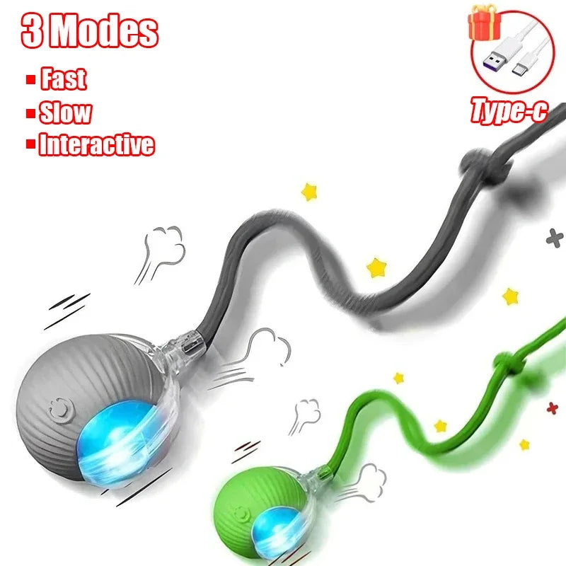 Cat Interactive Ball Toy, Automatic Rolling Ball with Tail, Rechargeable Smart Pet Interactive Toy, Intelligent Mouse for Cat