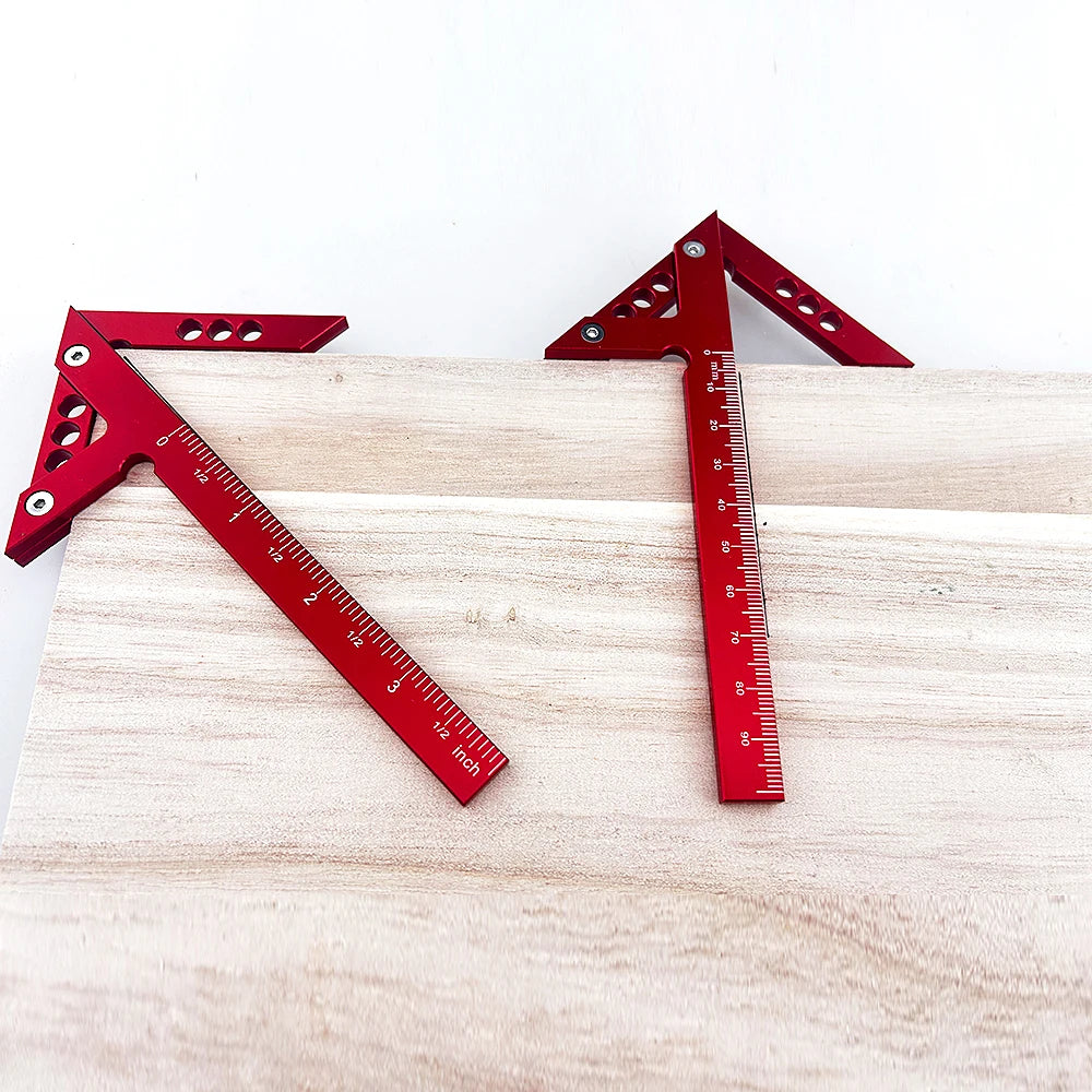 Aluminum Center Scribe 45/90 Degree Right Angle Line Gauge Carpenter Ruler Metric/Inch Measuring Tool, Woodworking Line Caliber