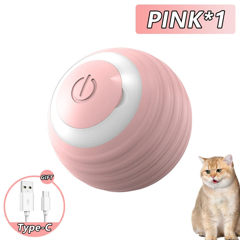 Cat Interactive Ball Toy, Automatic Rolling Ball with Tail, Rechargeable Smart Pet Interactive Toy, Intelligent Mouse for Cat