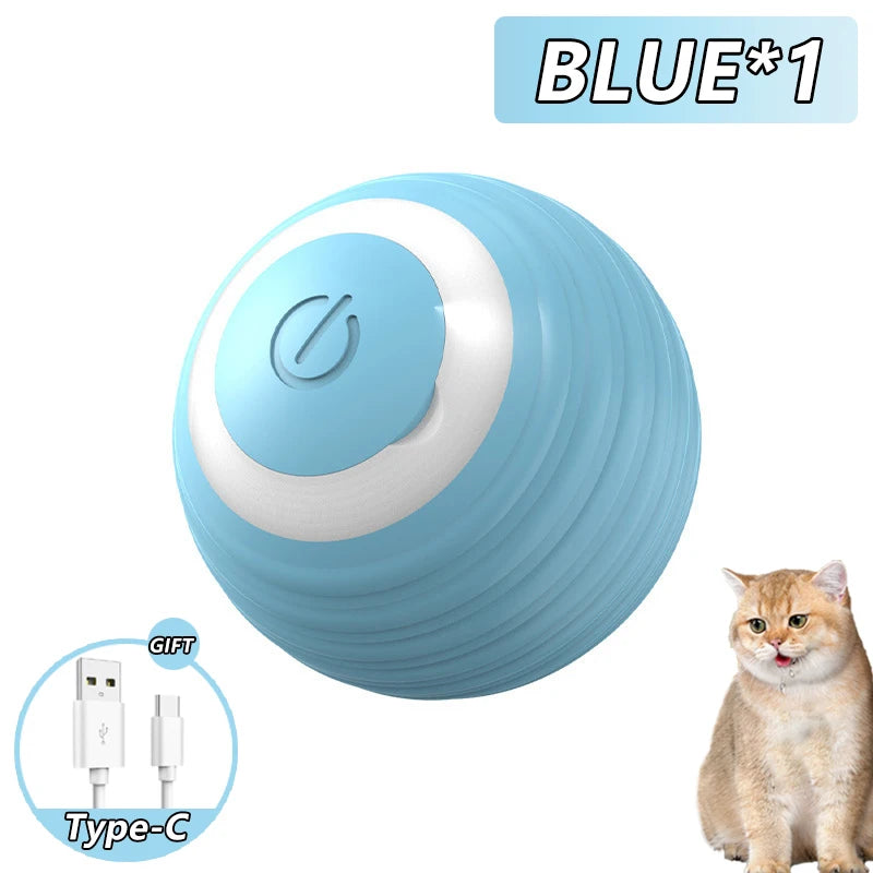 Cat Interactive Ball Toy, Automatic Rolling Ball with Tail, Rechargeable Smart Pet Interactive Toy, Intelligent Mouse for Cat