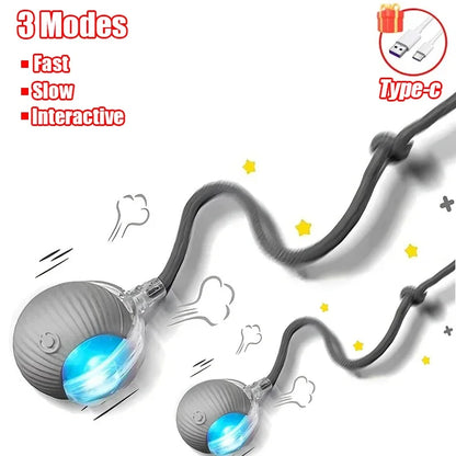 Cat Interactive Ball Toy, Automatic Rolling Ball with Tail, Rechargeable Smart Pet Interactive Toy, Intelligent Mouse for Cat