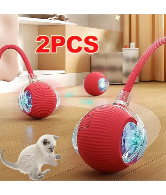 Cat Interactive Ball Toy, Automatic Rolling Ball with Tail, Rechargeable Smart Pet Interactive Toy, Intelligent Mouse for Cat