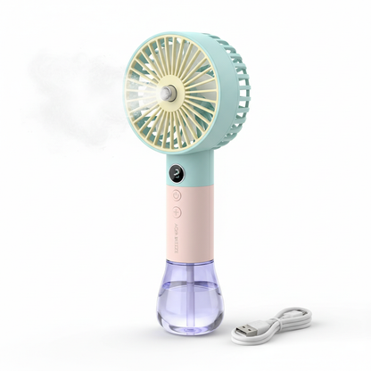 Portable Handheld Misting Fan – USB Rechargeable Water Spray Cooling Fan
